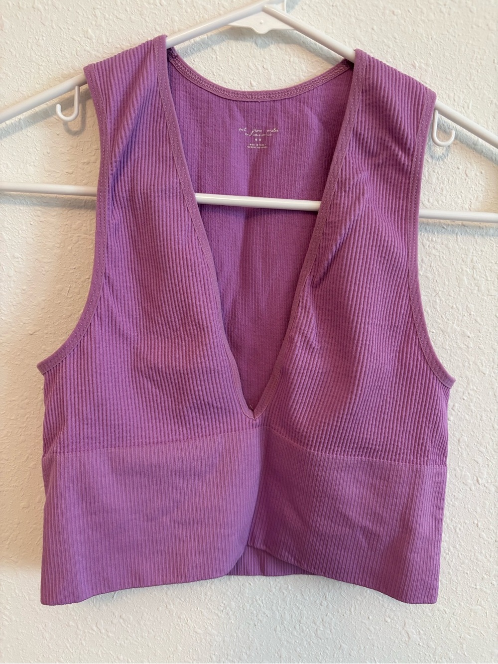 Urban Outfitters Out From Under Purple Ribbed Deep V Cropped Tank Medium